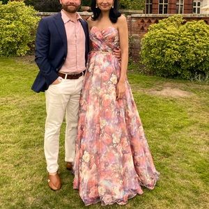 Strapless full length floral gown